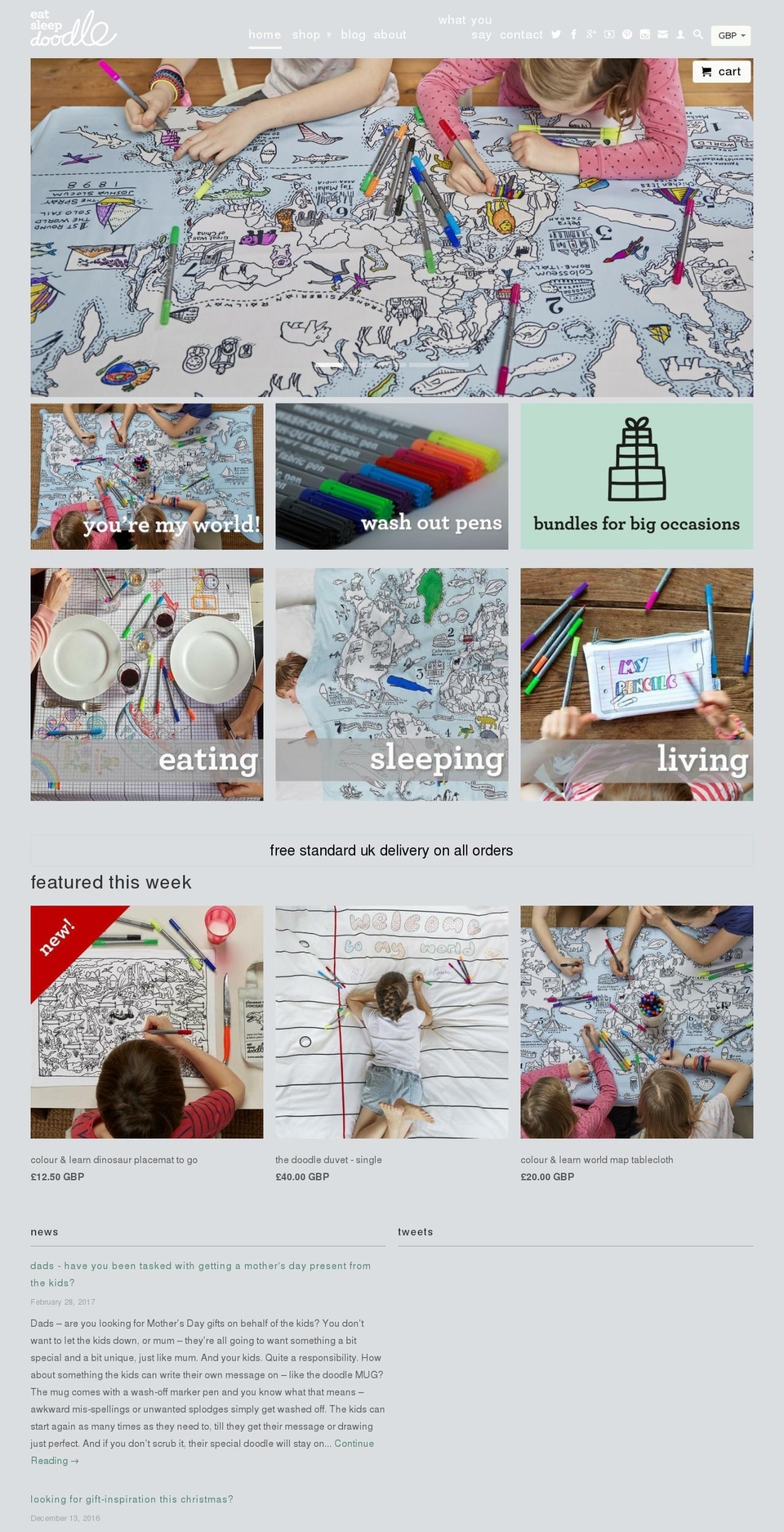 eatsleepdoodle.com shopify website screenshot