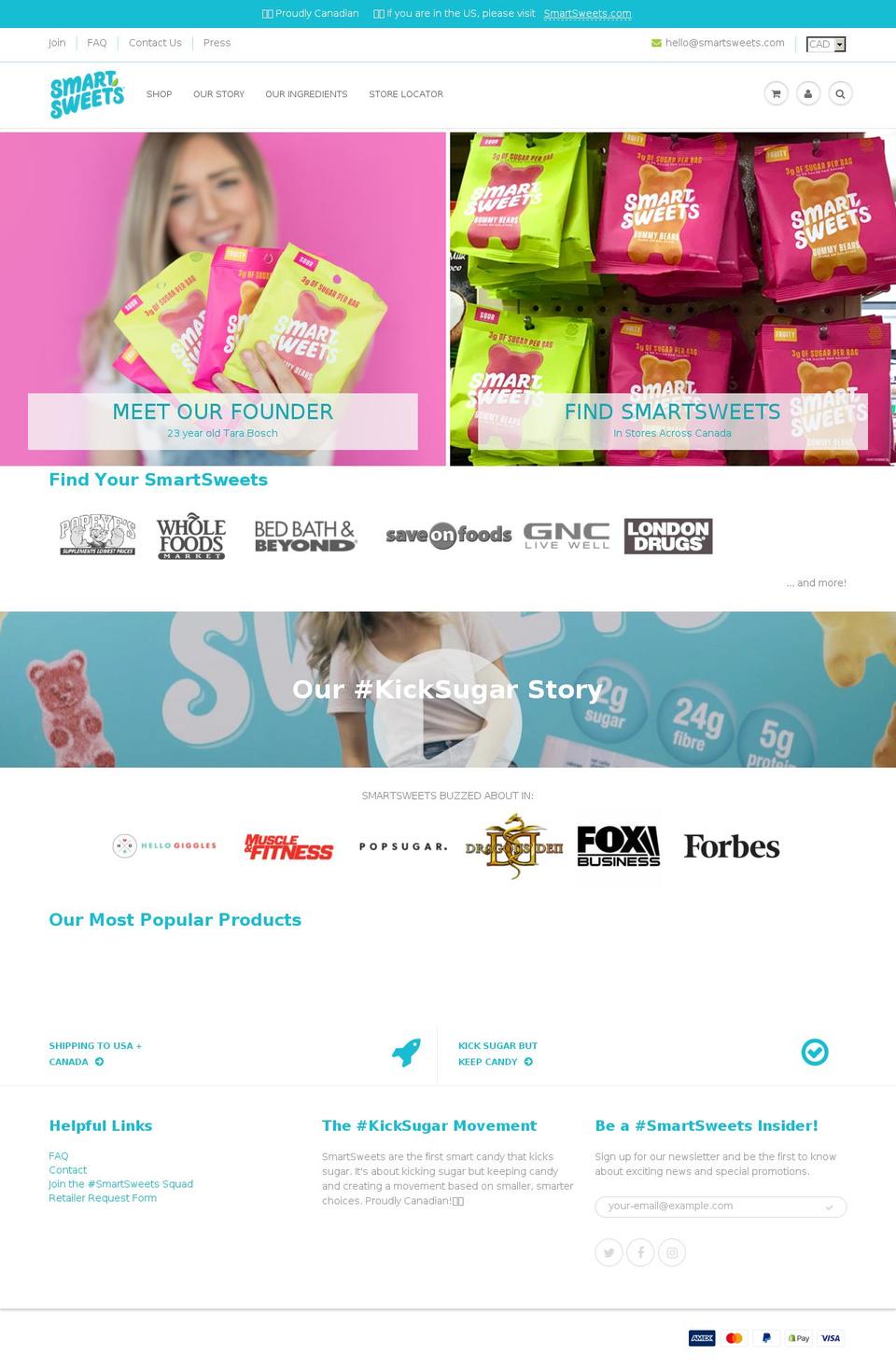 eatsmartsweets.com — Shopify storefront screenshot