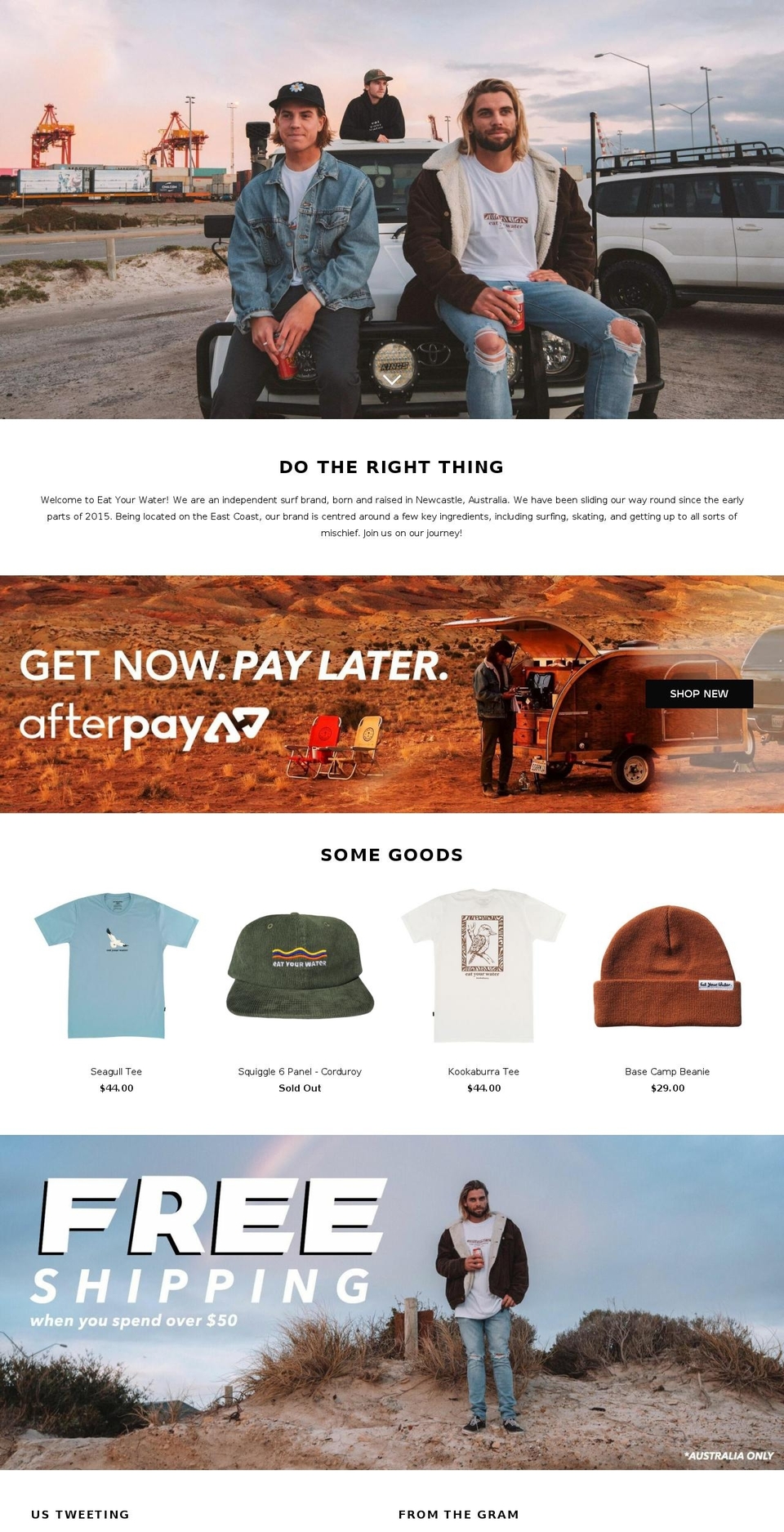 eatyourwaterclothing.com — Shopify storefront screenshot