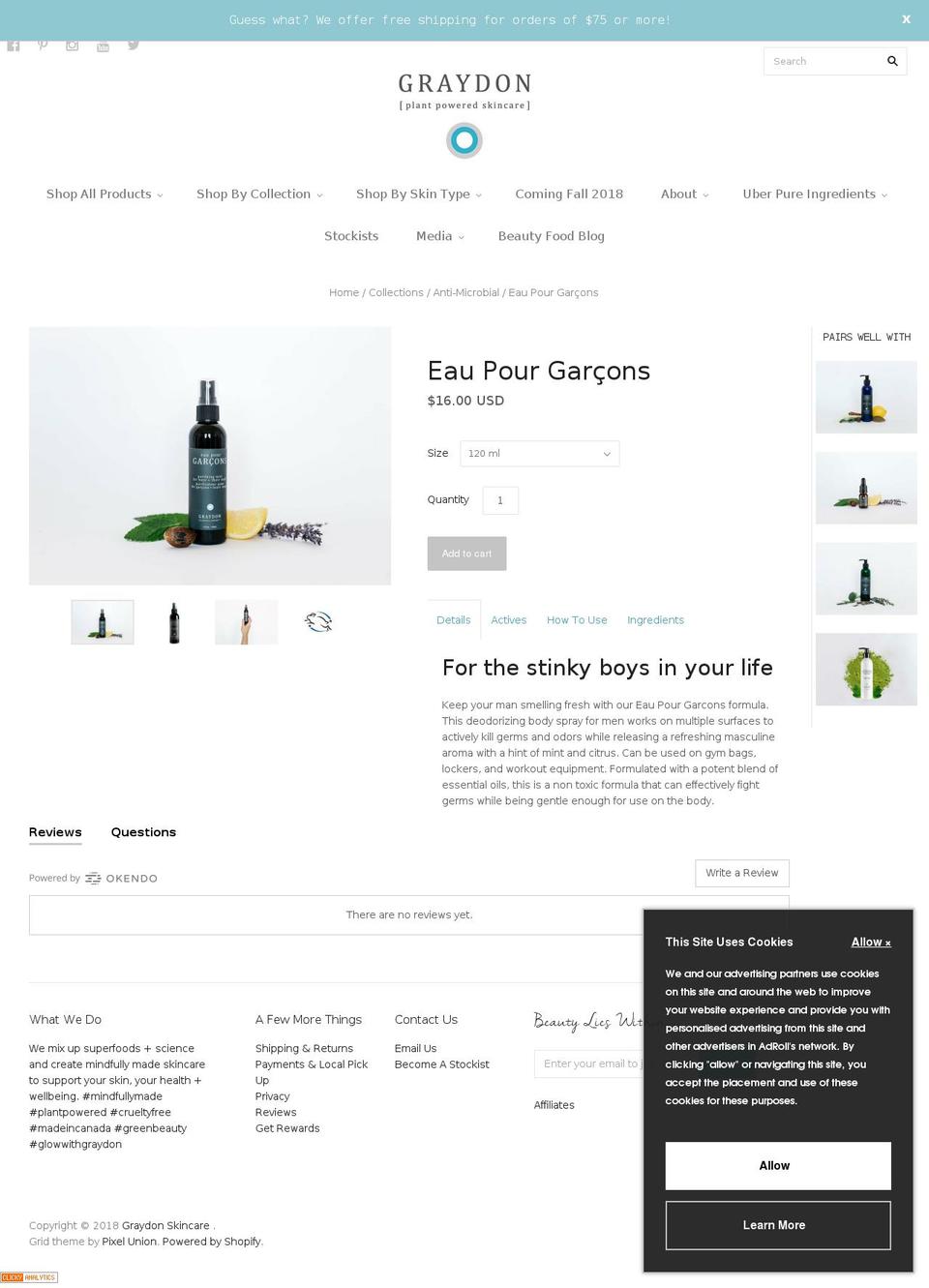 [Plus] Removed blue bar USA Shopify theme site example eaupourgarcons.com