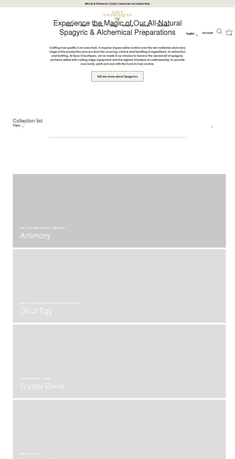 eauxchaotiques.com shopify website screenshot