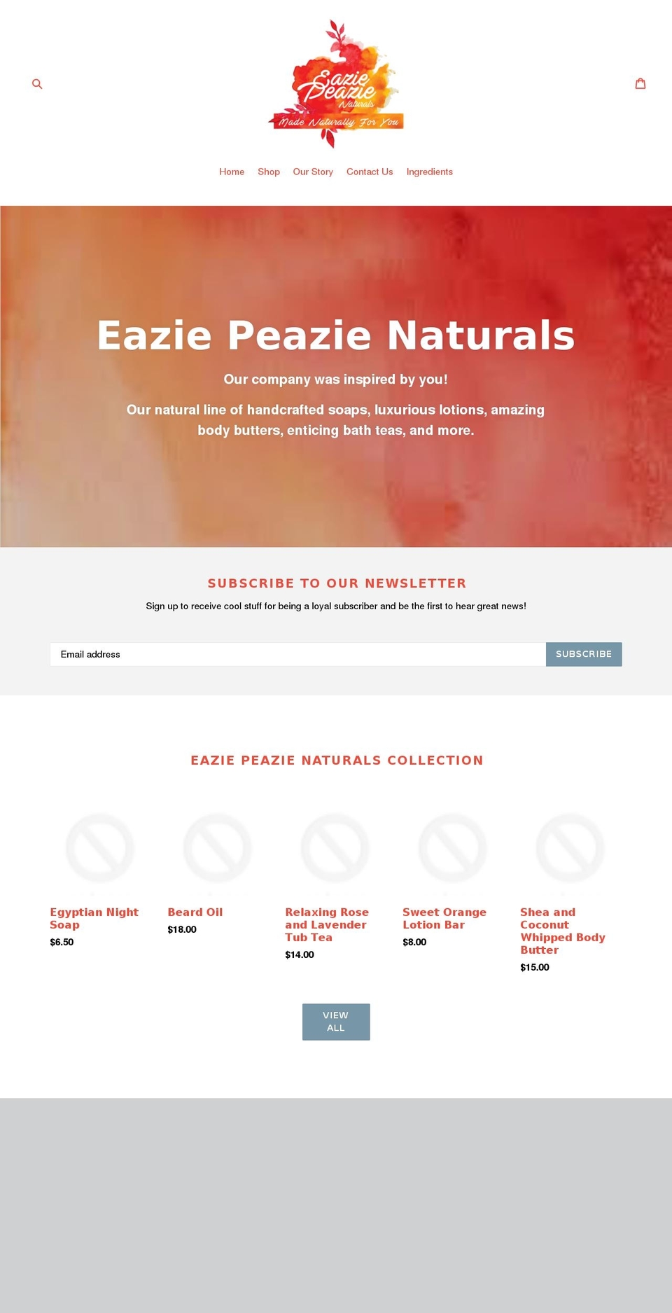 eaziepeazienaturals.com — Shopify storefront screenshot