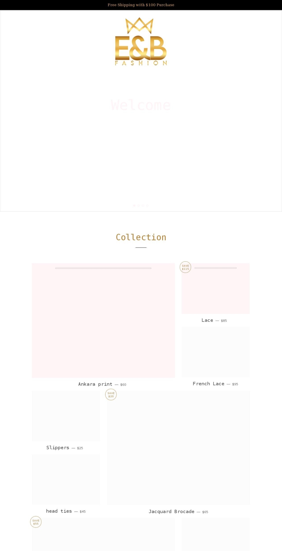 eb-fashion.com shopify website screenshot