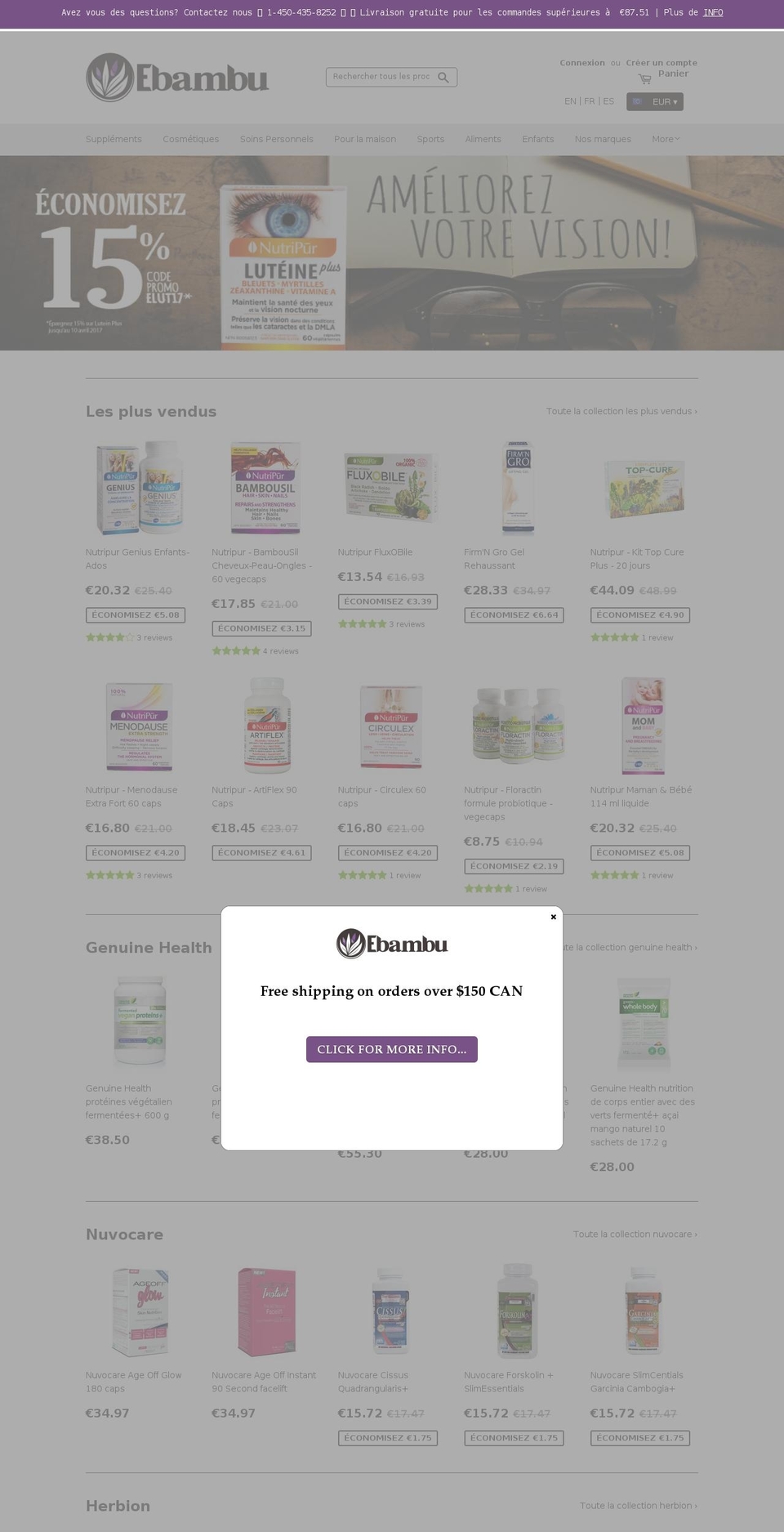 ebambu.com shopify website screenshot