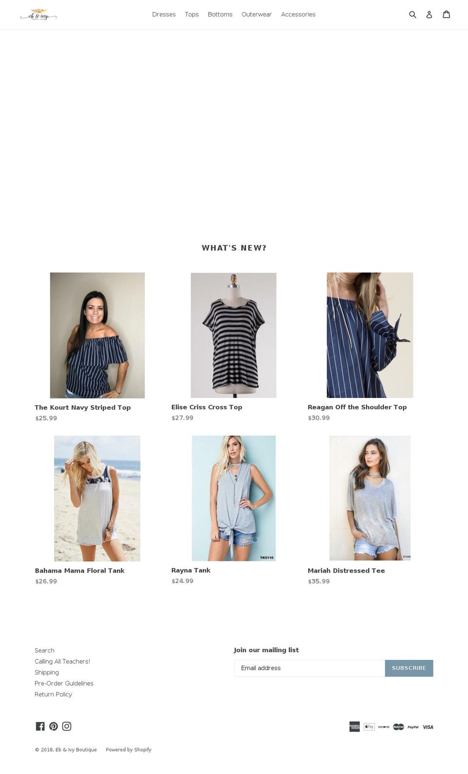 ebandivy.com — Shopify storefront screenshot