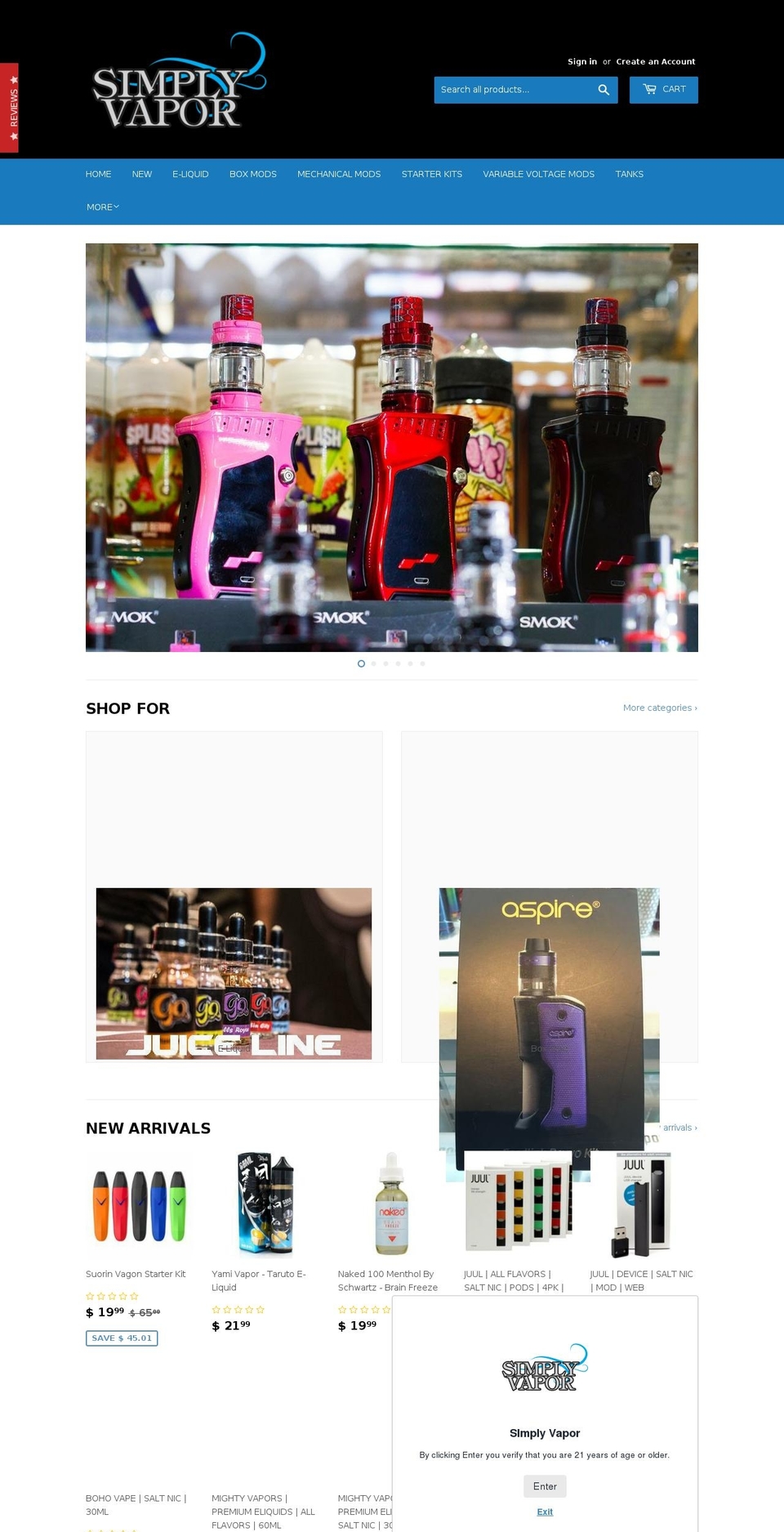 ebayvape.com — Shopify storefront screenshot