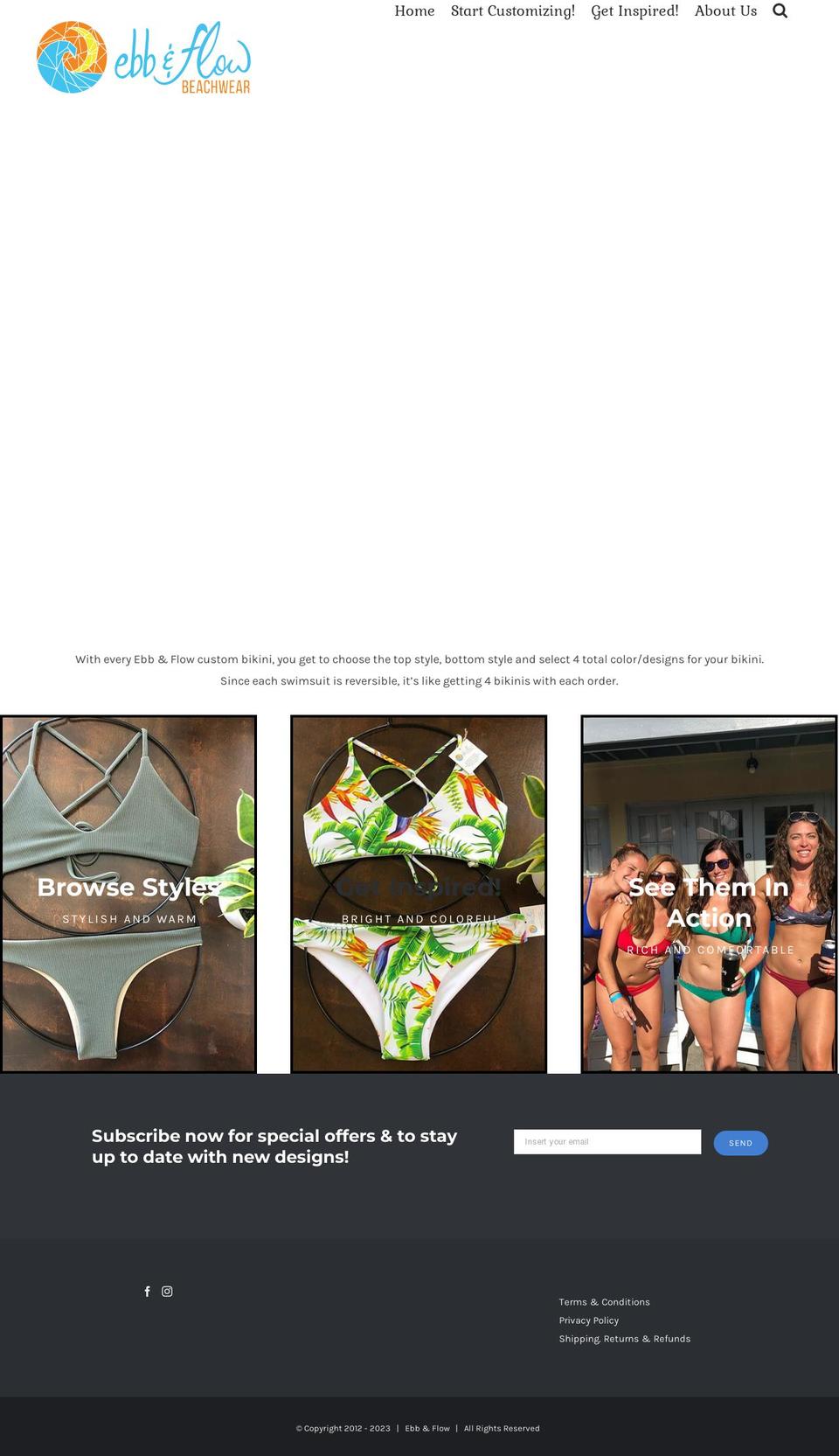 ebbandflowbeachwear.com — Shopify storefront screenshot