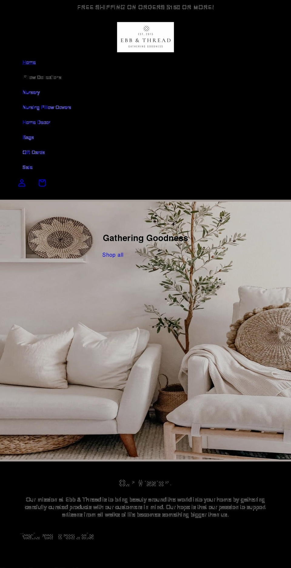 ebbandthread.com shopify website screenshot