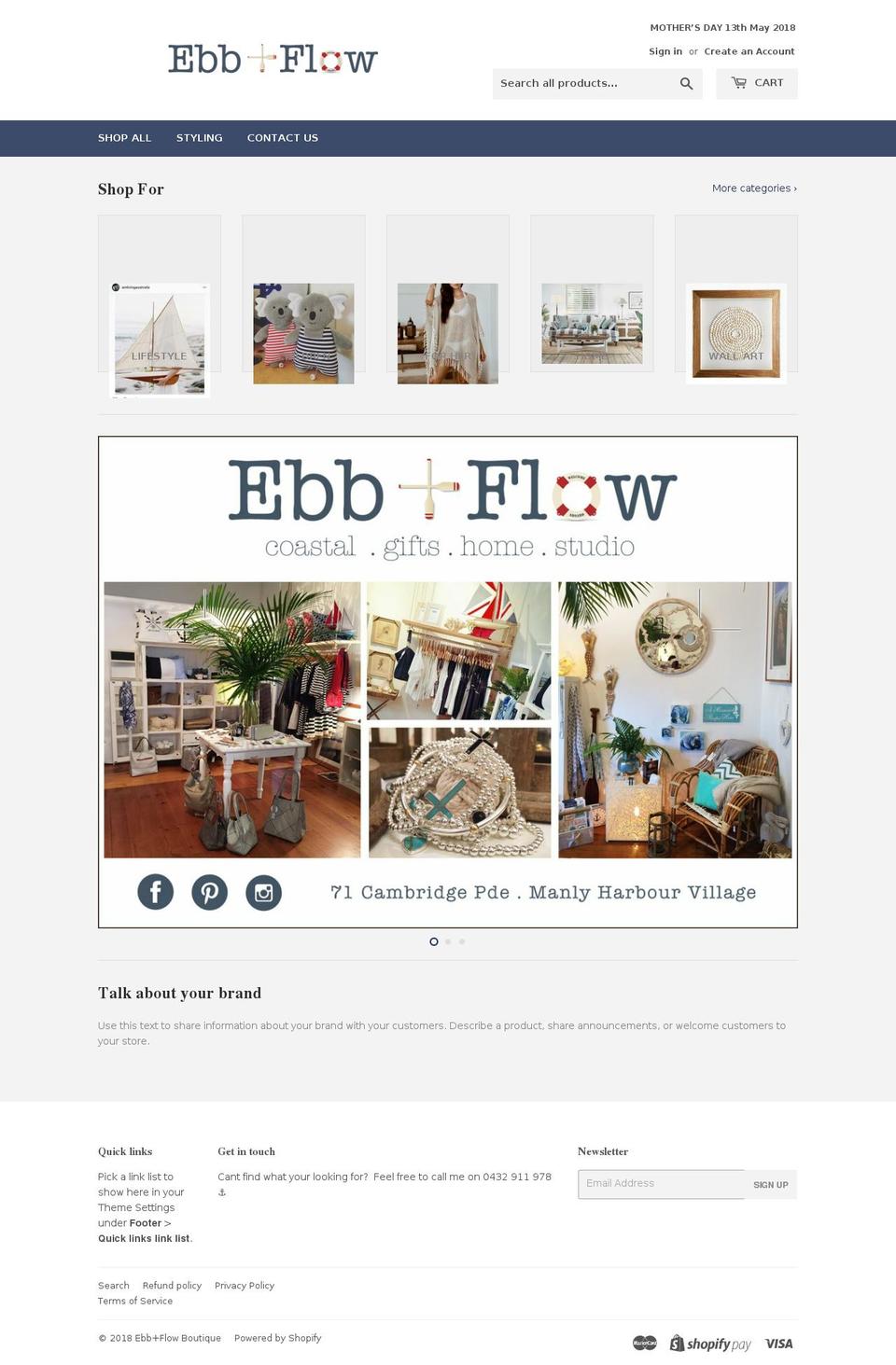 basel Shopify theme site example ebbflow.com.au