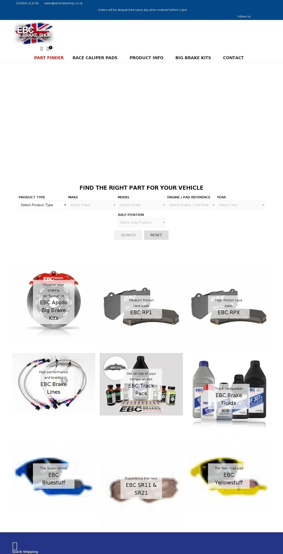 ebcracing.co.uk shopify website screenshot