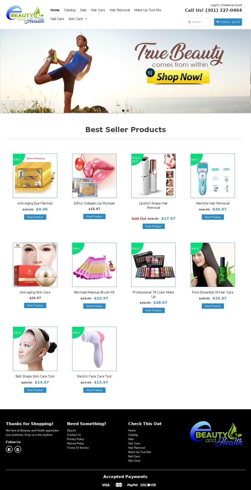 EcomClub Shopify theme site example ebeautyandhealth.com