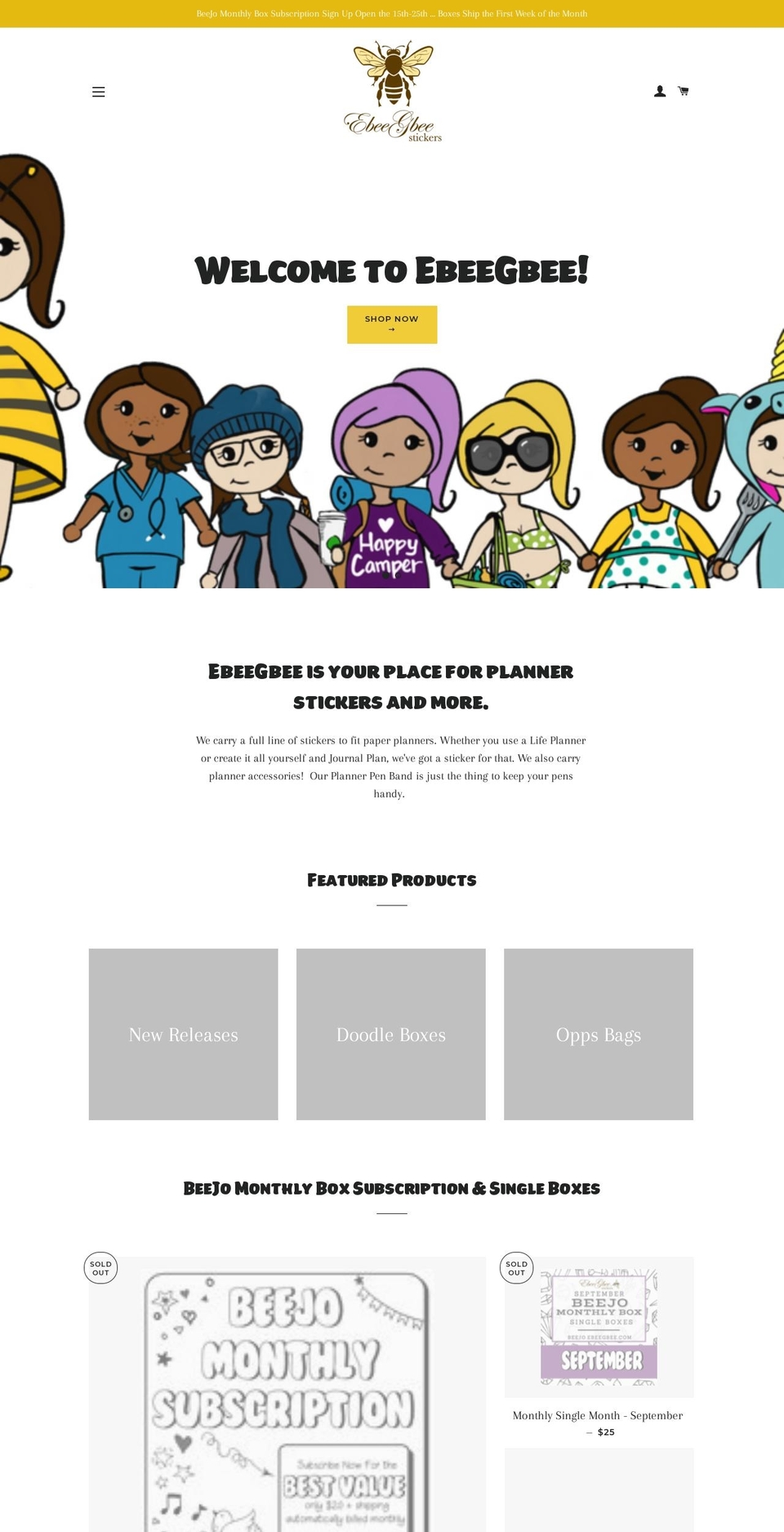 ebeegbeestickers.com — Shopify storefront screenshot