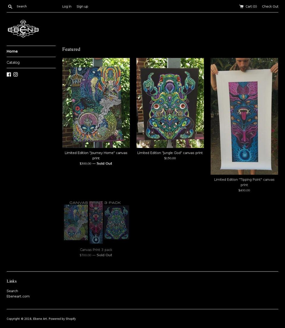 ebene-art.myshopify.com shopify website screenshot