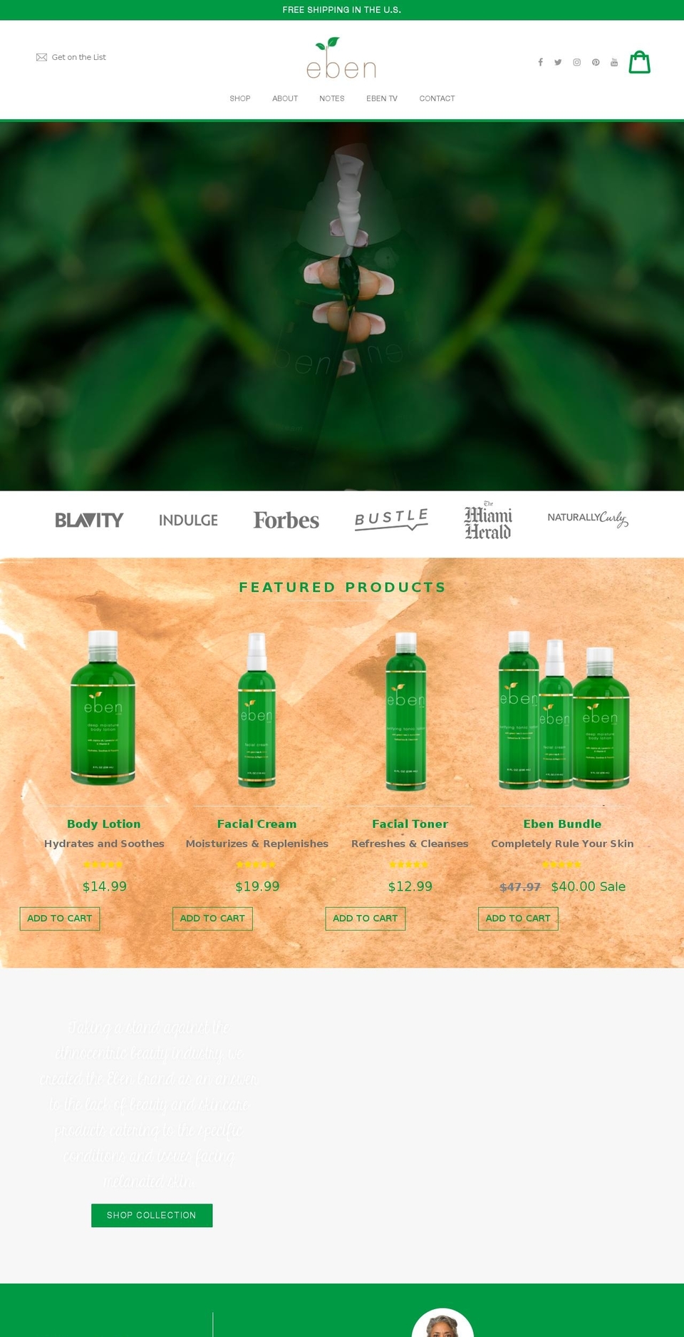 ebennaturals.com shopify website screenshot