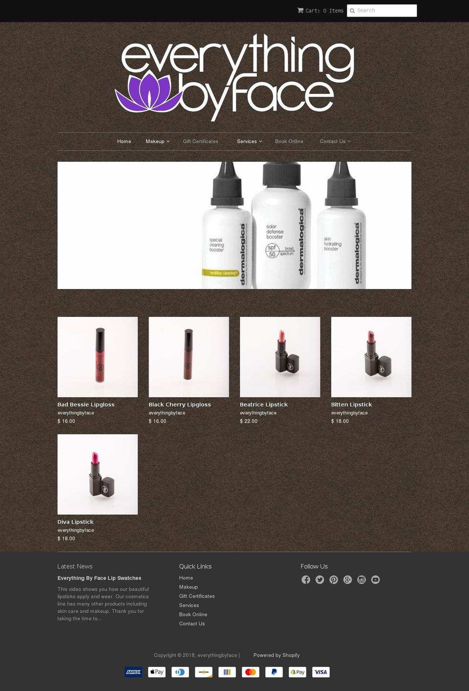 ebfcosmetics.com — Shopify storefront screenshot