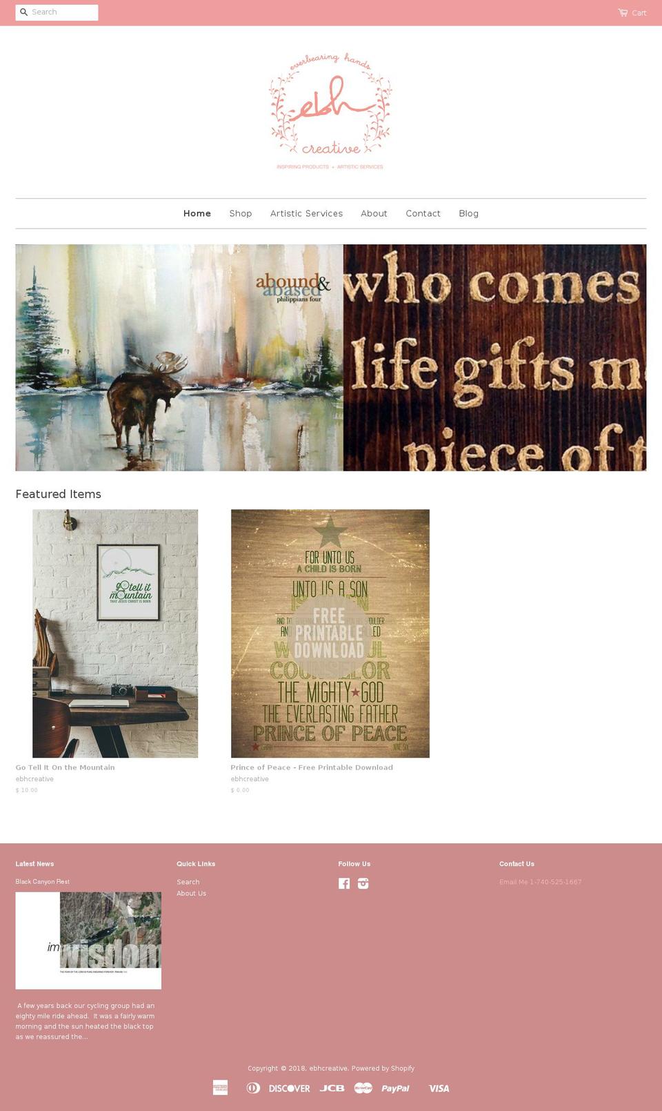 ebhcreative.com — Shopify storefront screenshot