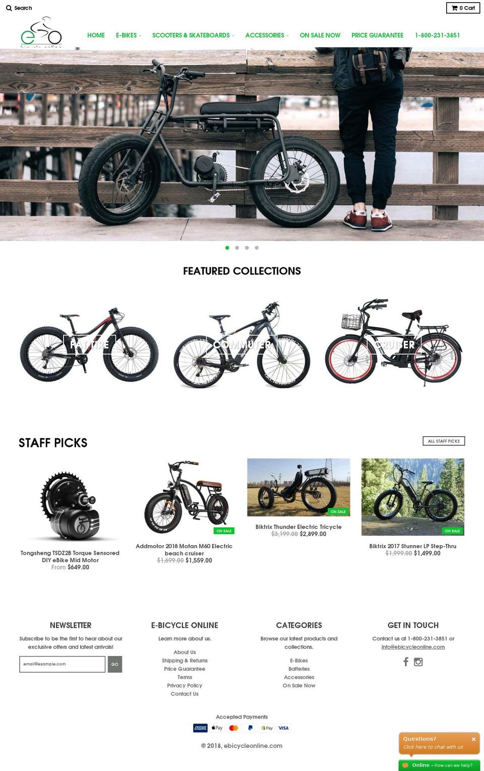 ebicycleonline.com — Shopify storefront screenshot