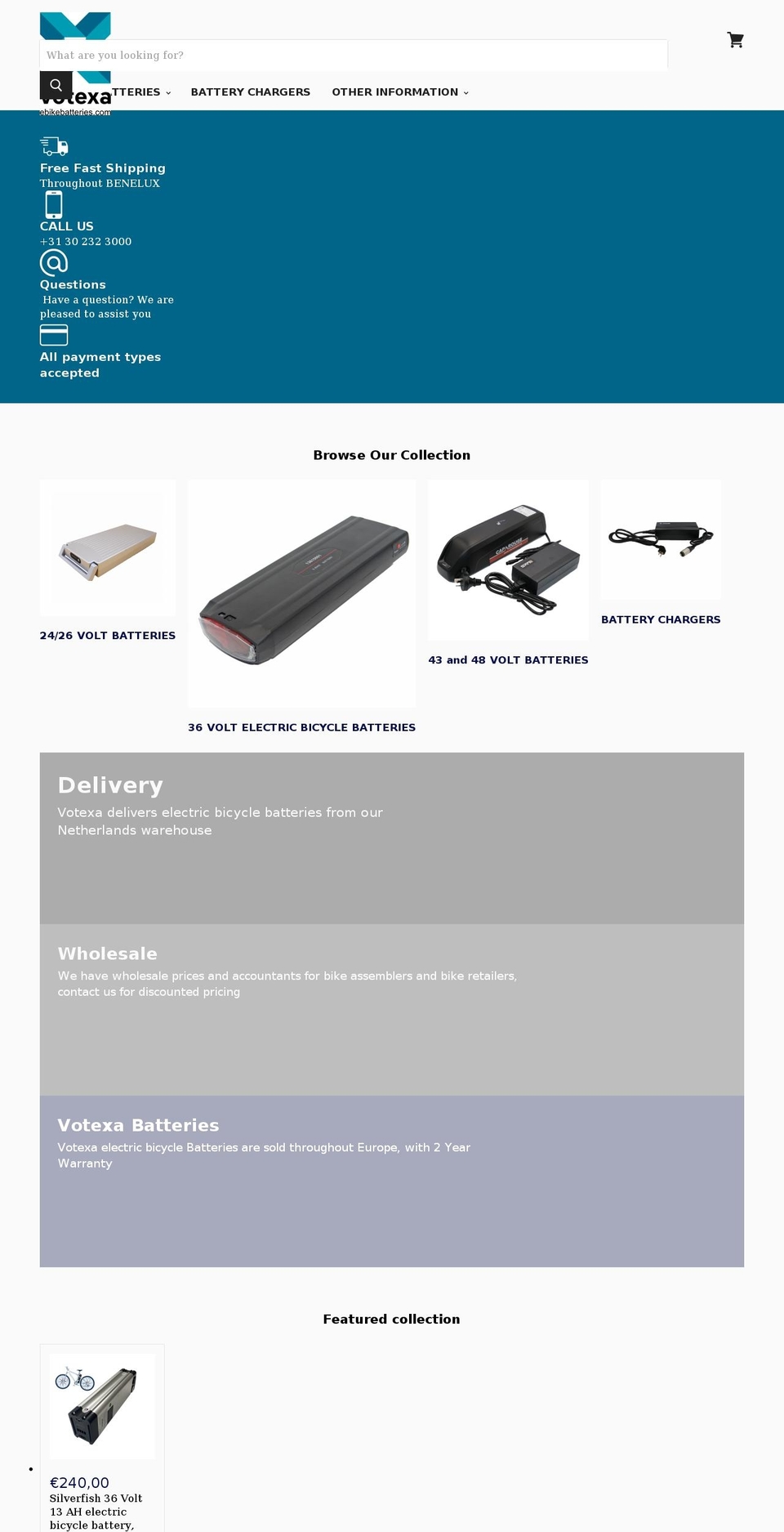 ebikebatteries.com shopify website screenshot