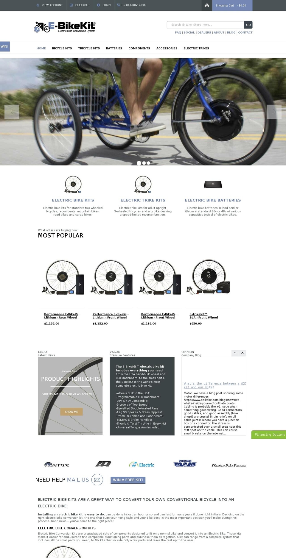 ebikekit.com shopify website screenshot