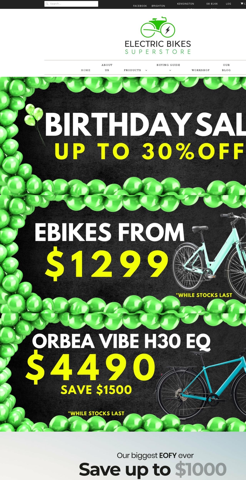 ebikessuperstore.com.au shopify website screenshot