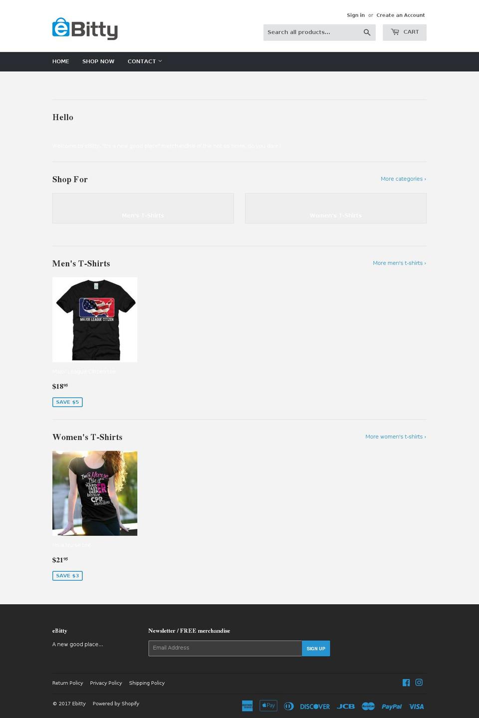 ebitty.com shopify website screenshot