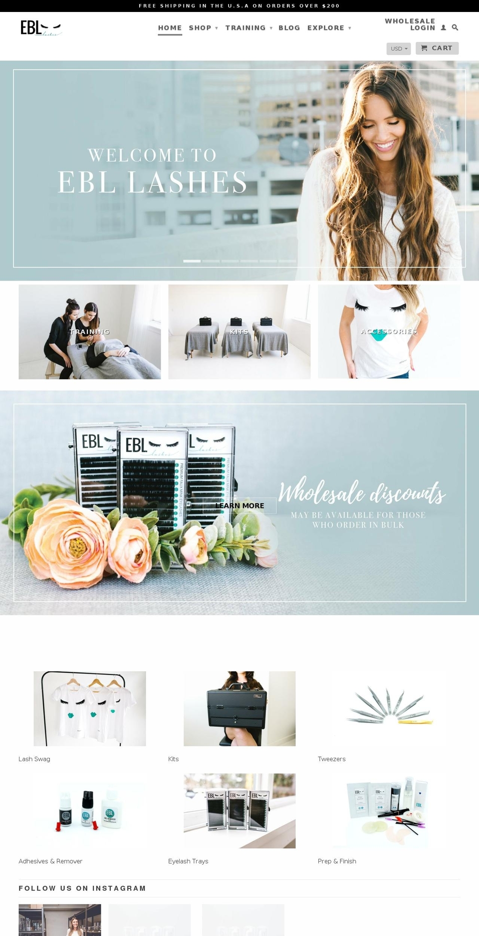ebllashes.com shopify website screenshot