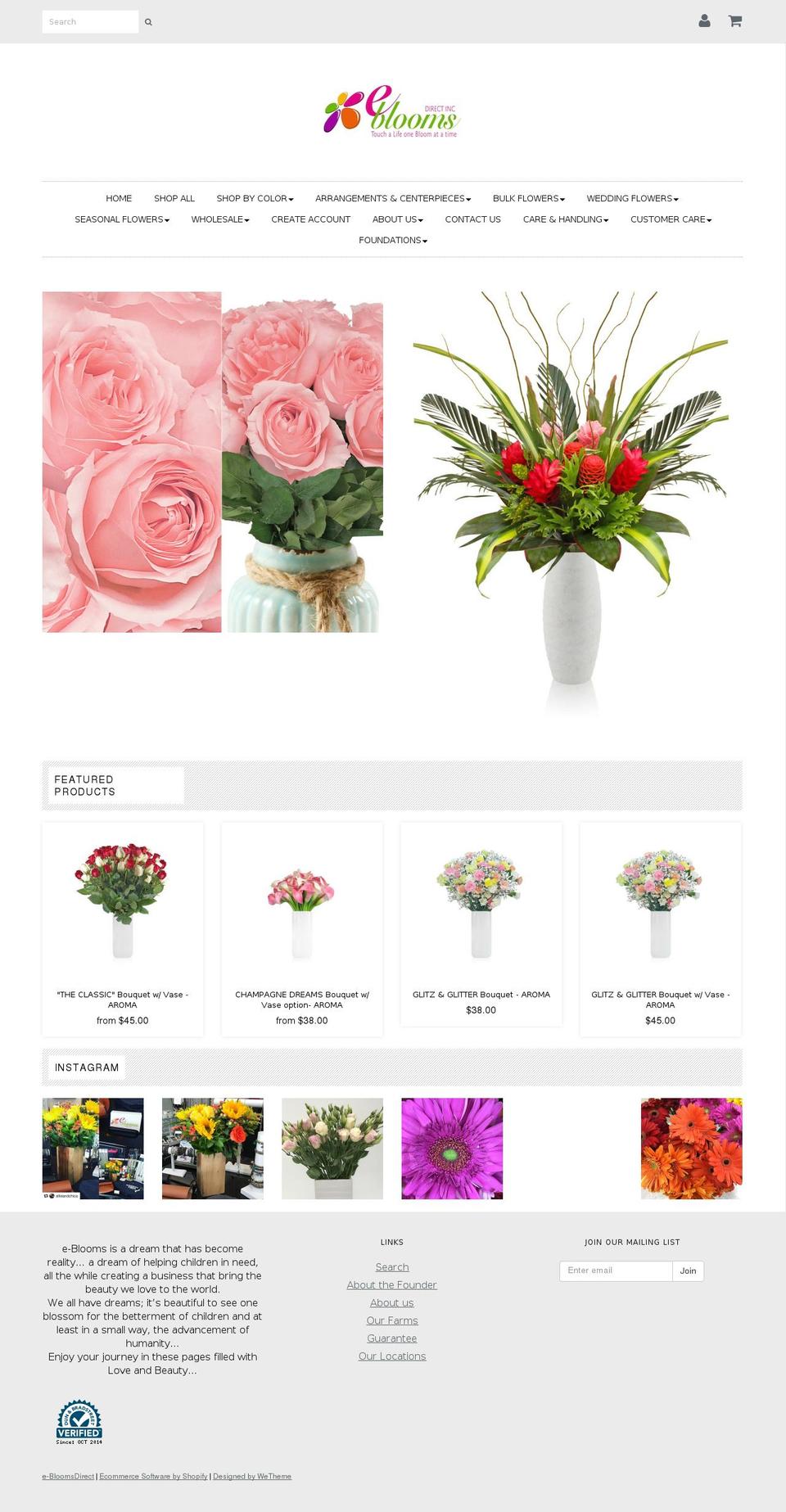 ebloomsdirect.com shopify website screenshot