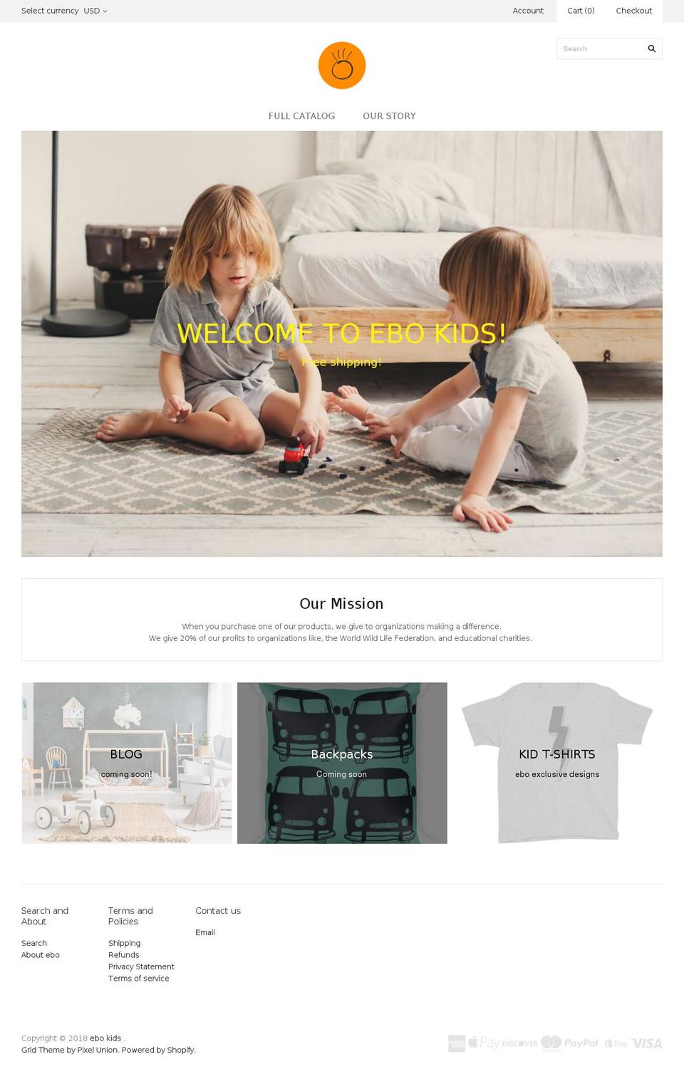 ebokids.com — Shopify storefront screenshot