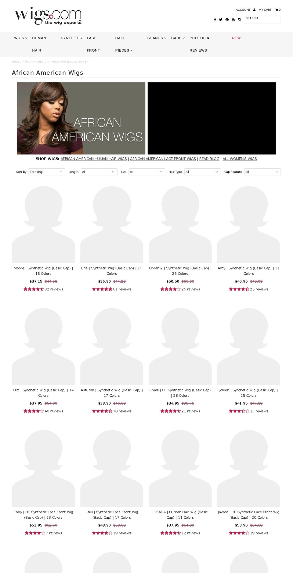 ebony-wigs.com — Shopify storefront screenshot