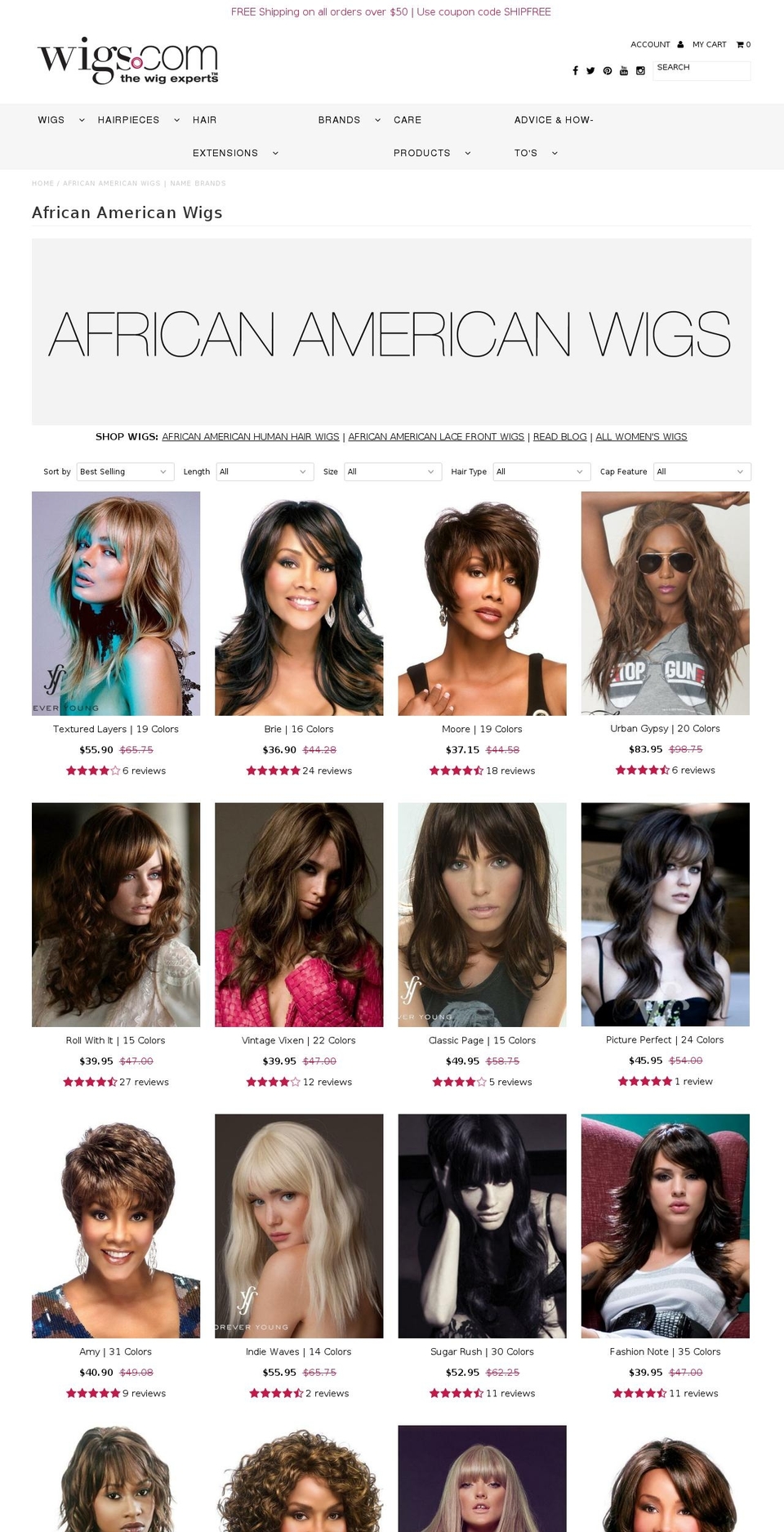 ebony-wigs.net shopify website screenshot