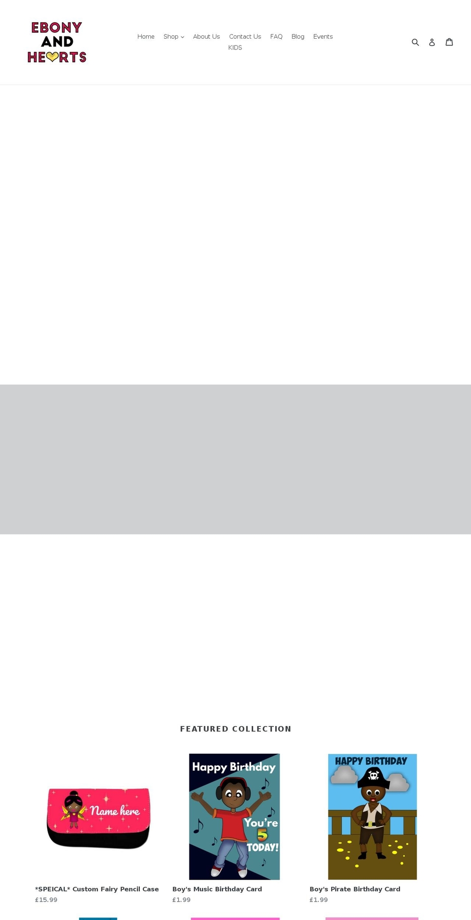 ebonyandhearts.com — Shopify storefront screenshot
