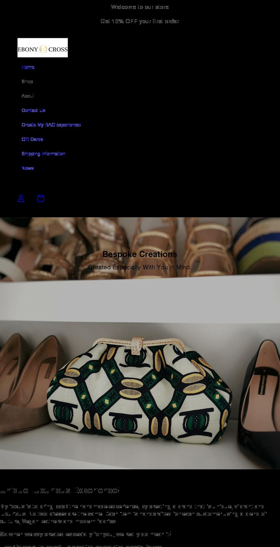 ebonycross.com shopify website screenshot
