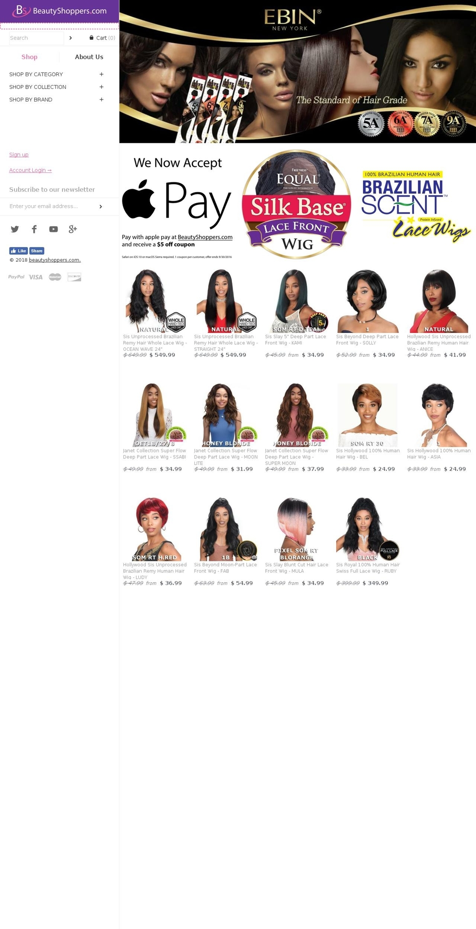 Copy of Masonry Shopify theme site example ebonyhairwigs.com