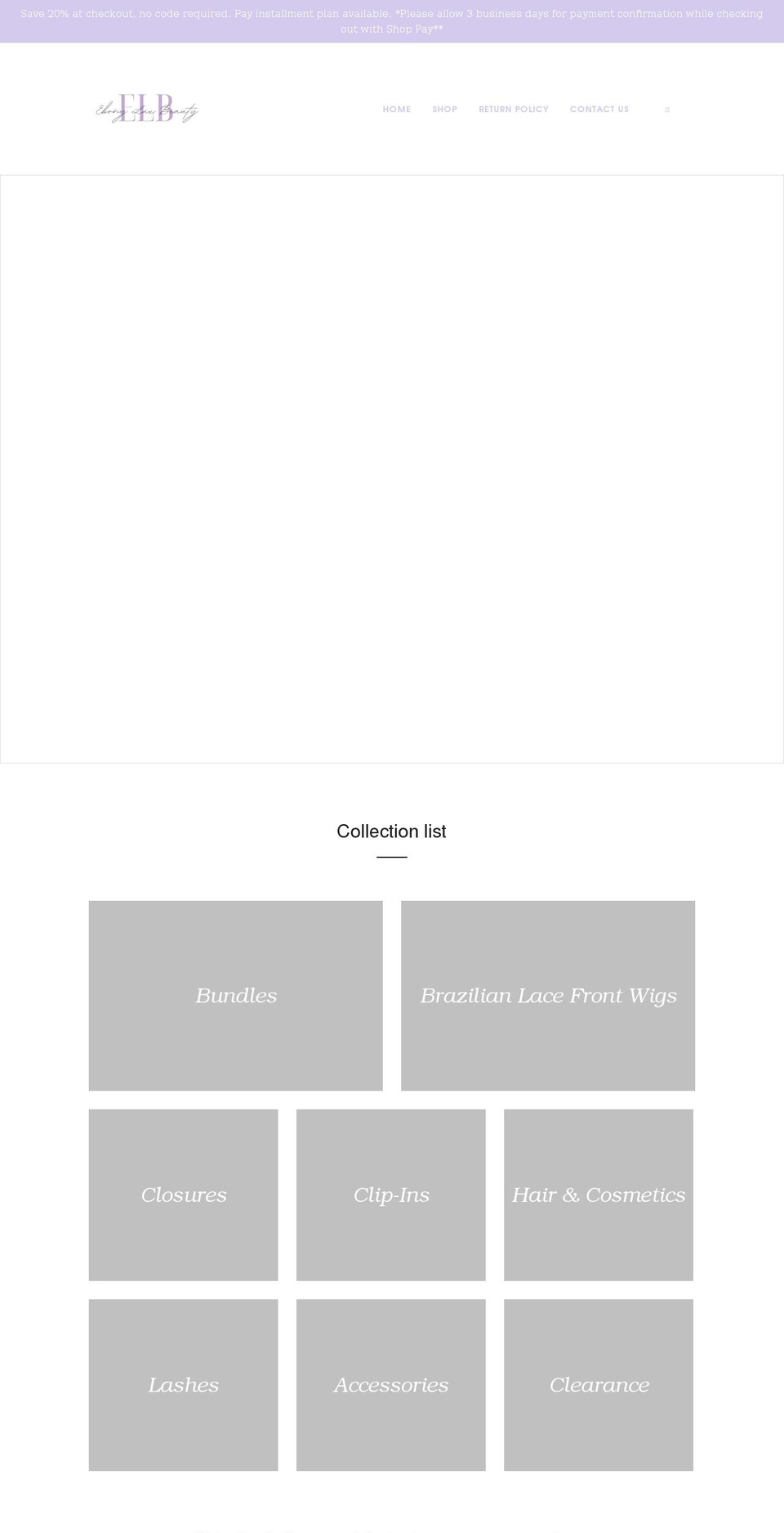 ebonyluxbeauty.com shopify website screenshot