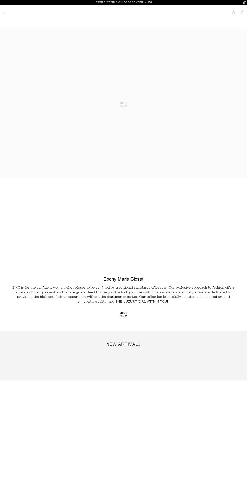 ebonymariecloset.com shopify website screenshot