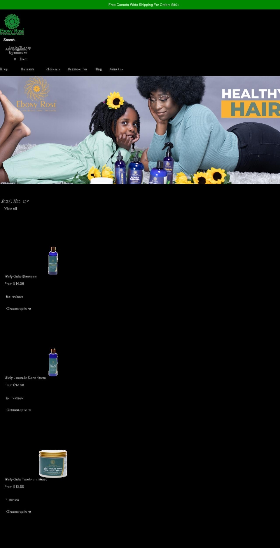 ebonyrose.ca shopify website screenshot