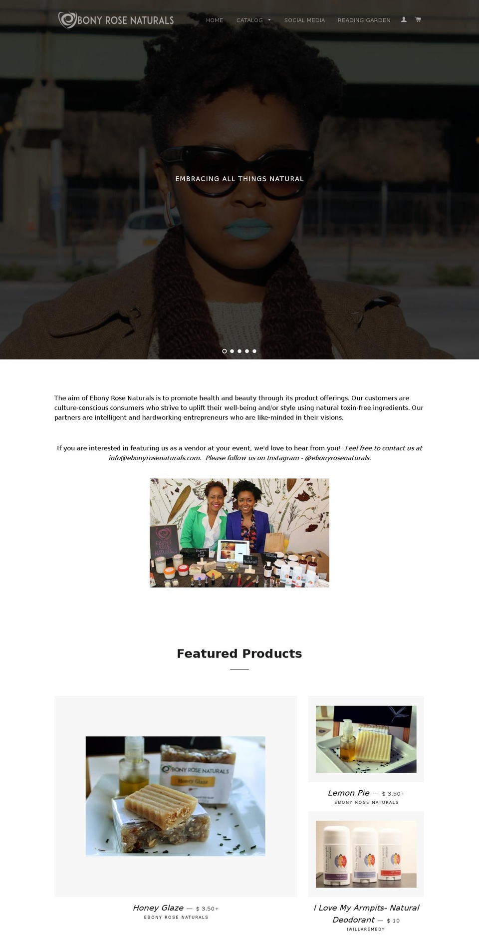 ebonyrosenaturals.com shopify website screenshot