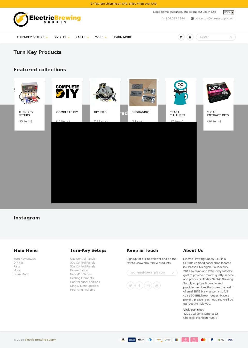 ebrewsupply.com shopify website screenshot