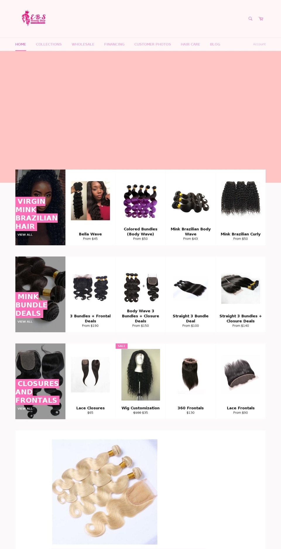 ebsbeautyshop.com shopify website screenshot