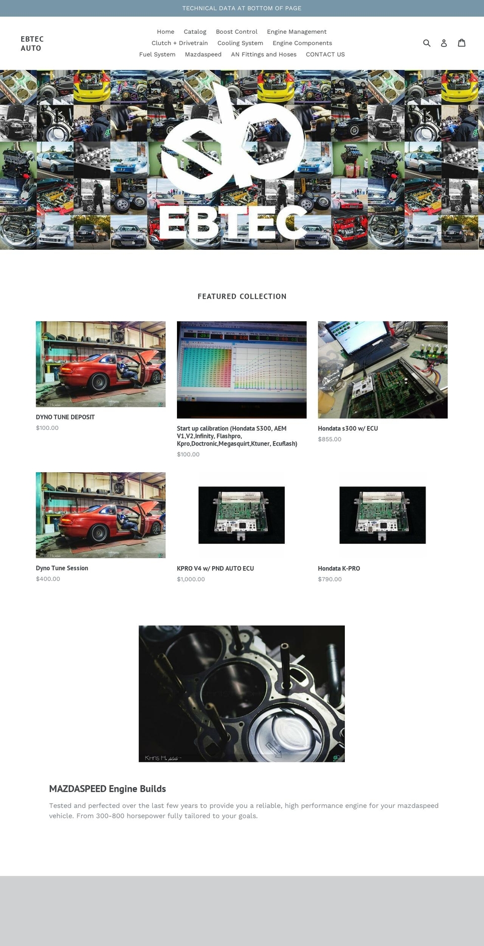 ebtecautomotive.com — Shopify storefront screenshot