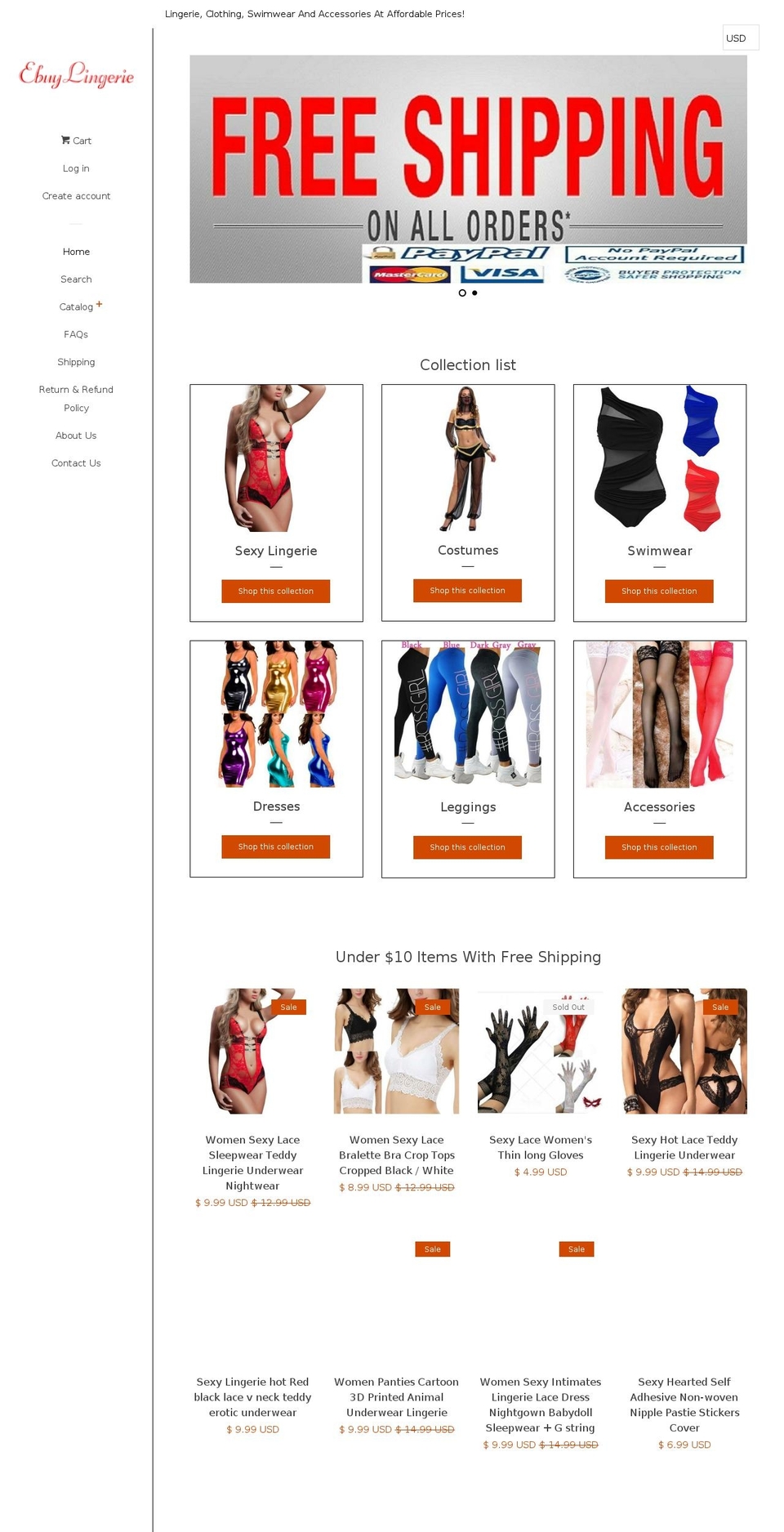 ebuylingerie.com — Shopify storefront screenshot