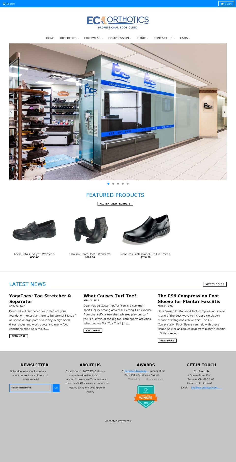 ec-orthotics.com shopify website screenshot