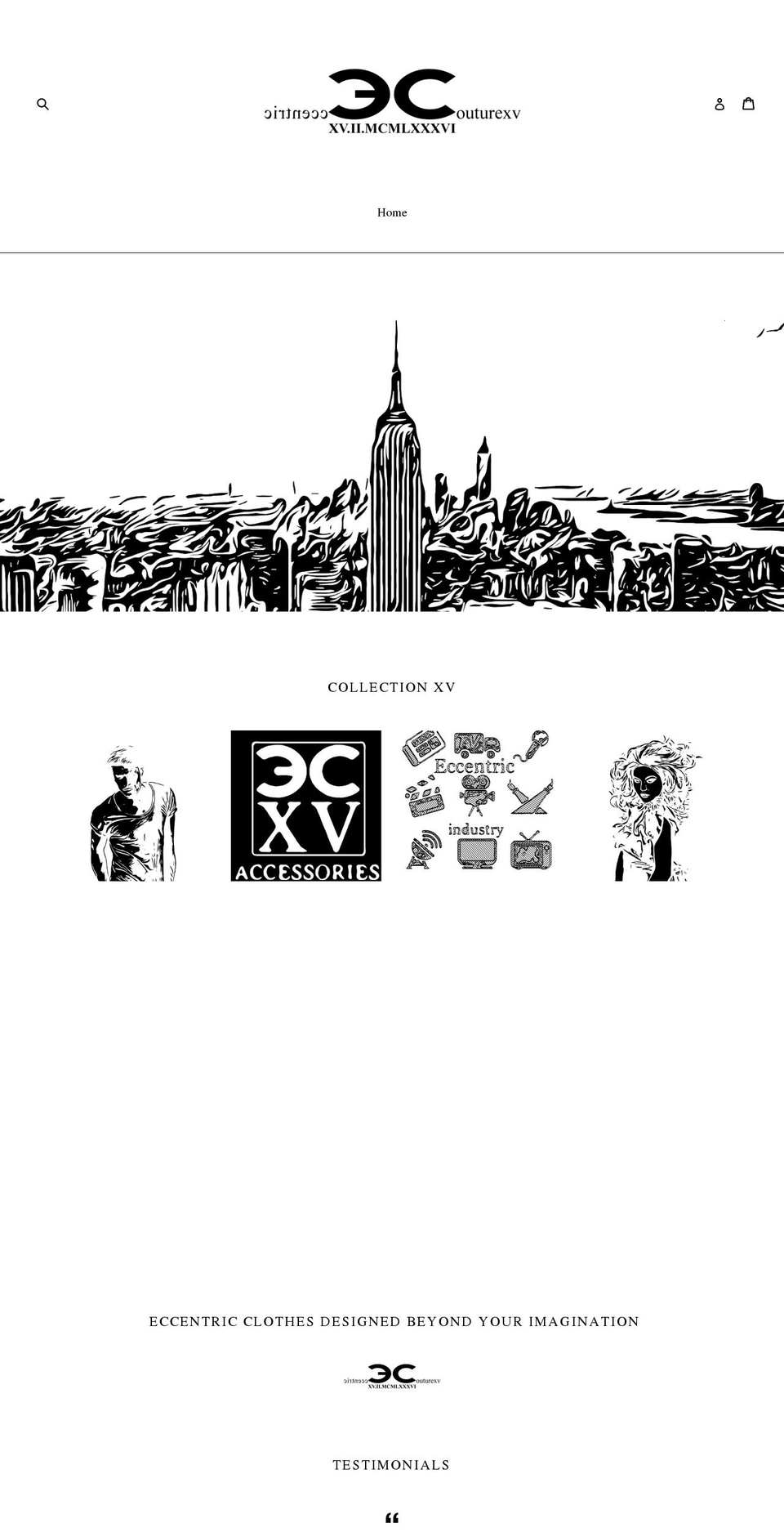 eccentriccouturexv.com — Shopify storefront screenshot