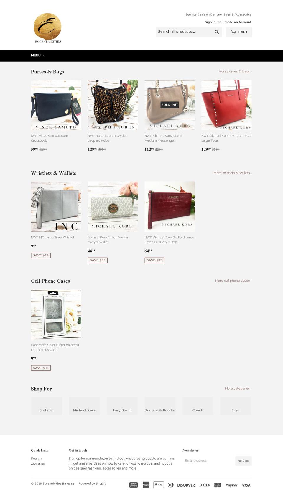 eccentricities.bargains shopify website screenshot