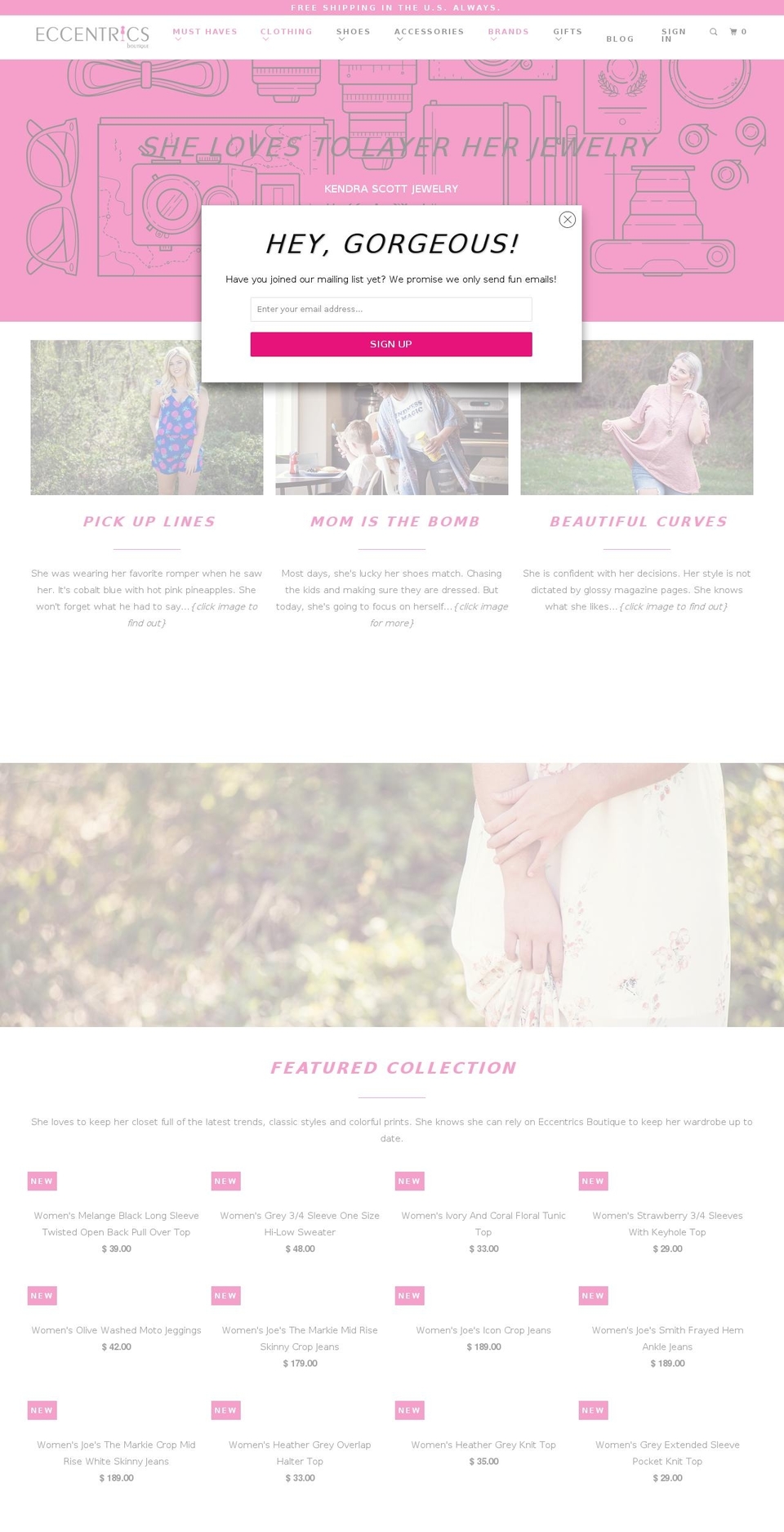 eccentricsboutique.com shopify website screenshot