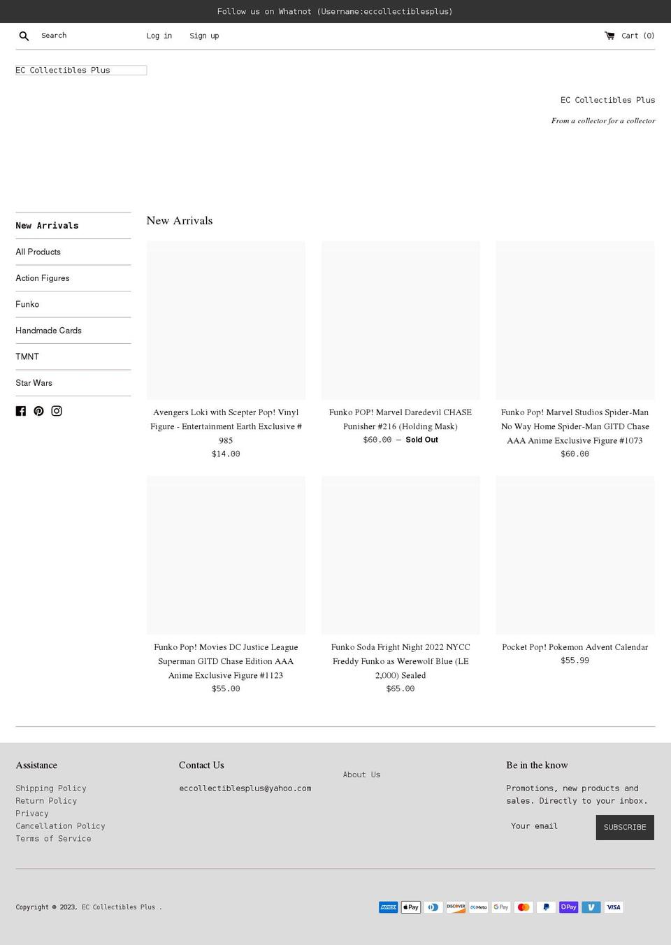 eccollectiblesplus.com shopify website screenshot