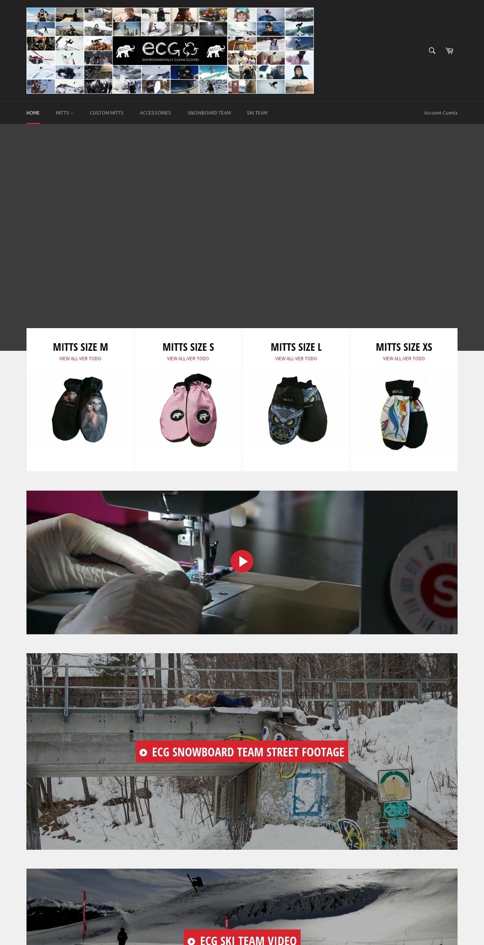 ecg-gloves.com — Shopify storefront screenshot