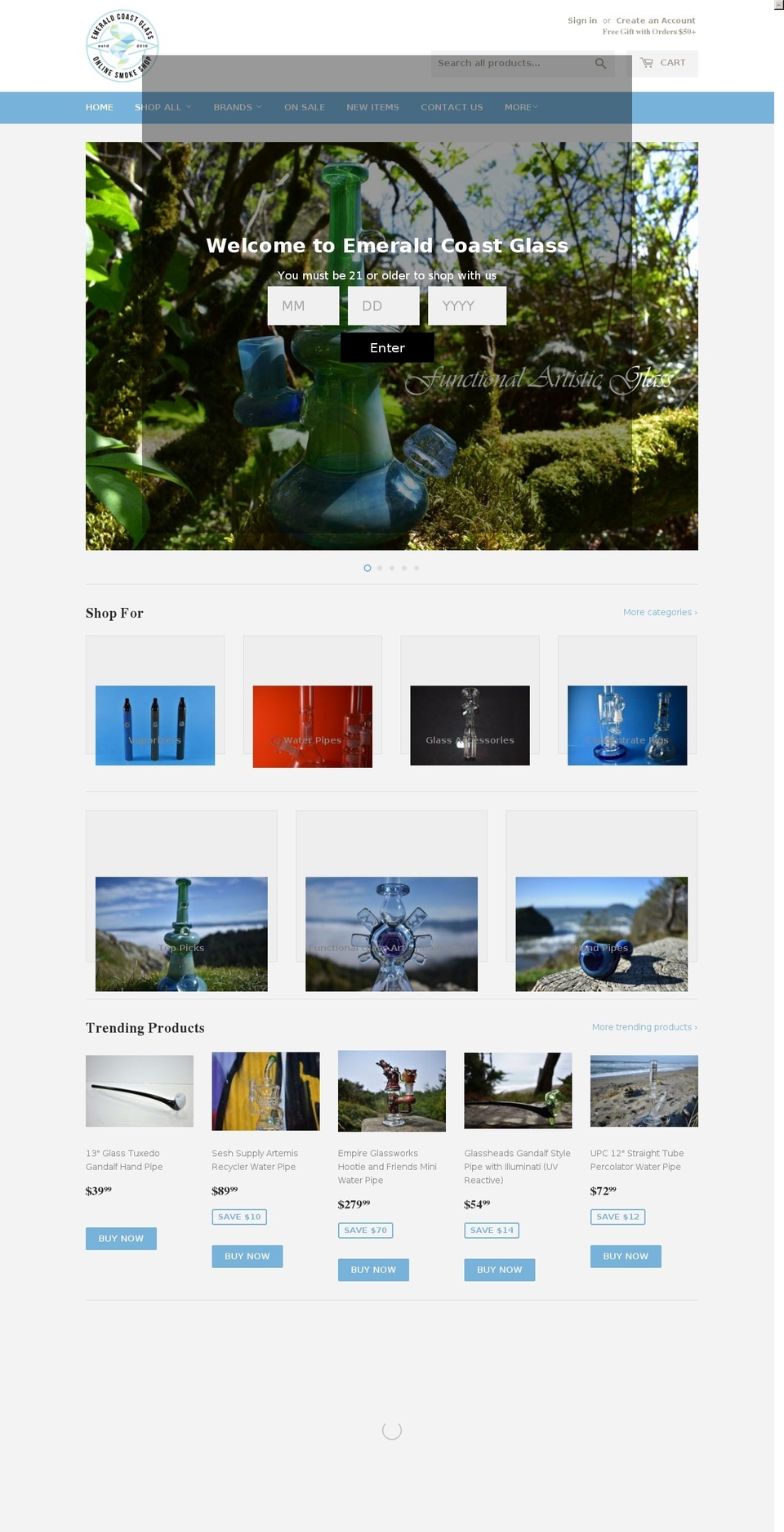 ecglassconnect.com — Shopify storefront screenshot