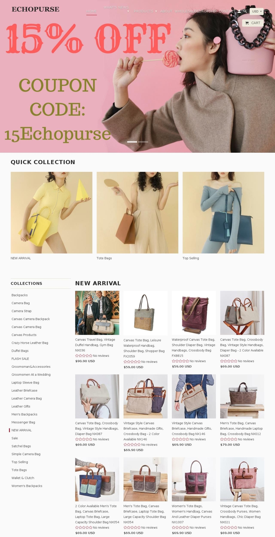 echopurse.com — Shopify storefront screenshot