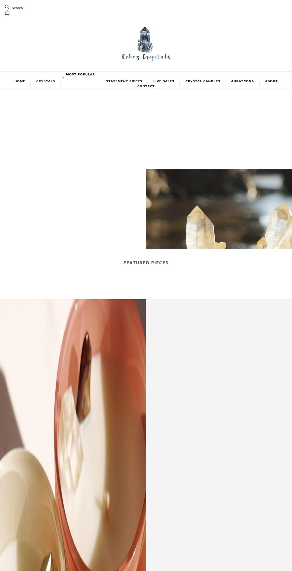 echozcrystals.com shopify website screenshot